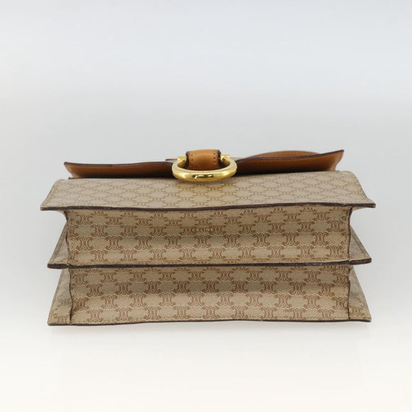 CELINE Macadam Canvas Hand Bag PVC Beige Gold Auth 174213