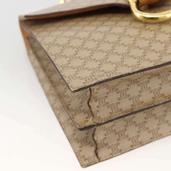 CELINE Macadam Canvas Hand Bag PVC Beige Gold Auth 174213
