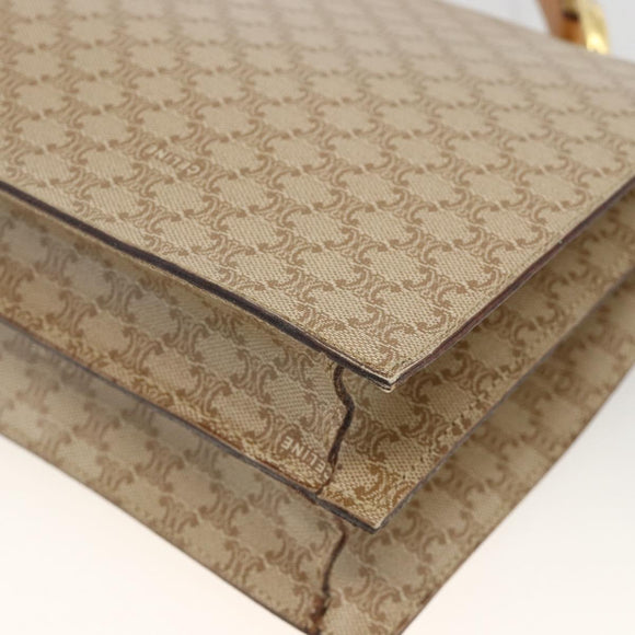CELINE Macadam Canvas Hand Bag PVC Beige Gold Auth 174213