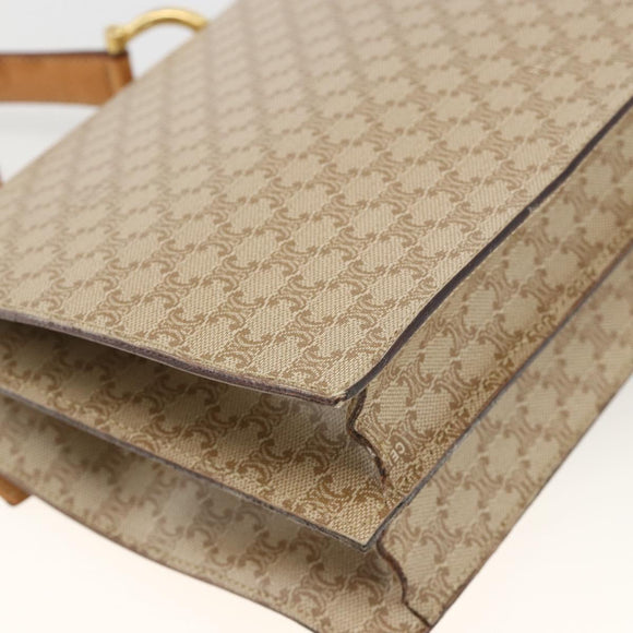CELINE Macadam Canvas Hand Bag PVC Beige Gold Auth 174213