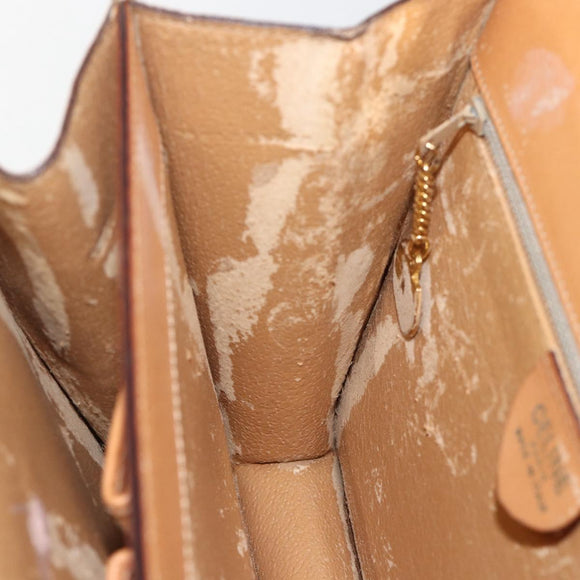 CELINE Macadam Canvas Hand Bag PVC Beige Gold Auth 174213