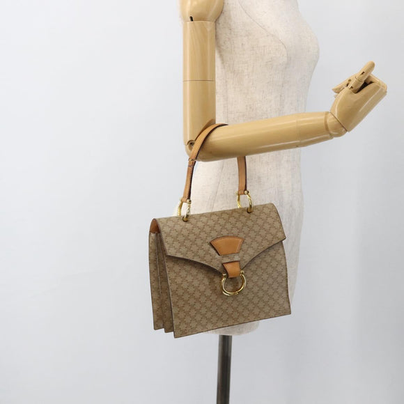 CELINE Macadam Canvas Hand Bag PVC Beige Gold Auth 174213