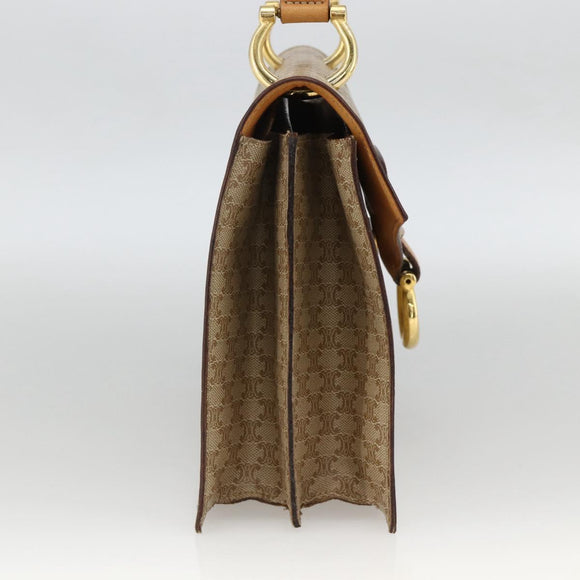 CELINE Macadam Canvas Hand Bag PVC Beige Gold Auth 174213