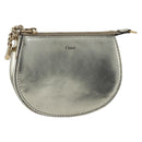 Chloe Pouch Leather Silver Gold Auth 174214A-1