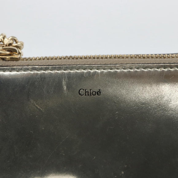 Chloe Pouch Leather Silver Gold Auth 174214A