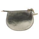 Chloe Pouch Leather Silver Gold Auth 174214A-2