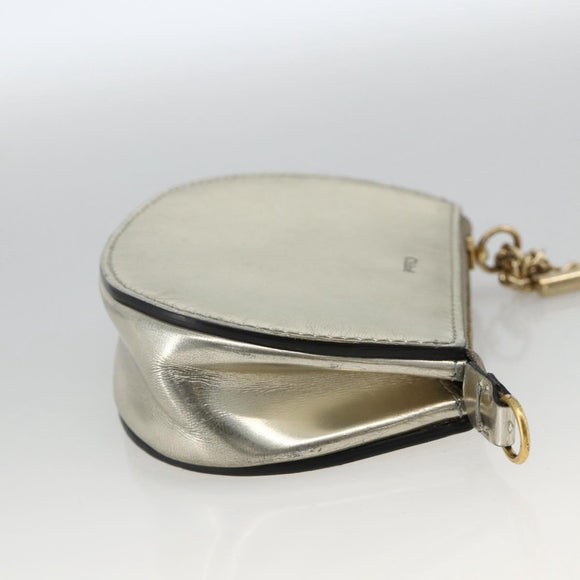 Chloe Pouch Leather Silver Gold Auth 174214A