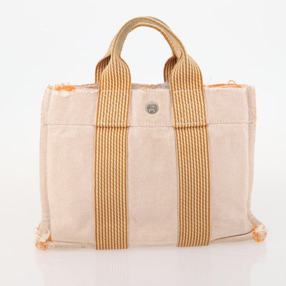 HERMES Fourre Tout PM handtas Canvas 2-delig Oranje Zwart Auth 174217