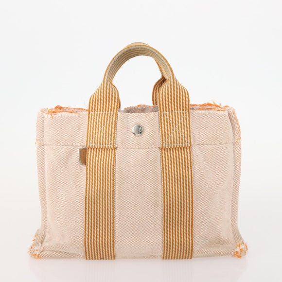 HERMES Fourre Tout PM handtas Canvas 2-delig Oranje Zwart Auth 174217
