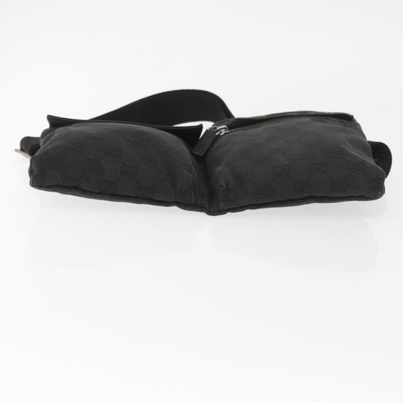 GUCCI GG Canvas Waist bag Black Silver 28566 Auth 174304