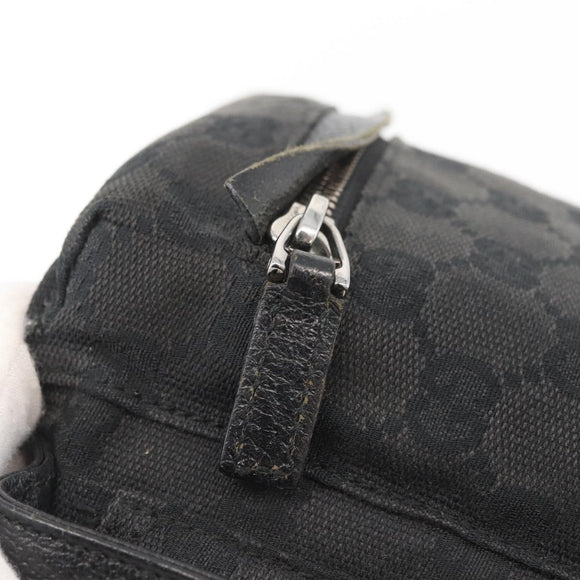 GUCCI GG Canvas Waist bag Black Silver 28566 Auth 174304