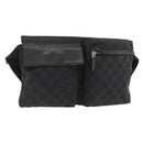 GUCCI GG Canvas Waist bag Black Silver 28566 Auth 174304-1
