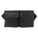 GUCCI GG Canvas Waist bag Black Silver 28566 Auth 174304-13