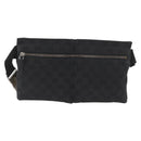 GUCCI GG Canvas Waist bag Black Silver 28566 Auth 174304-2