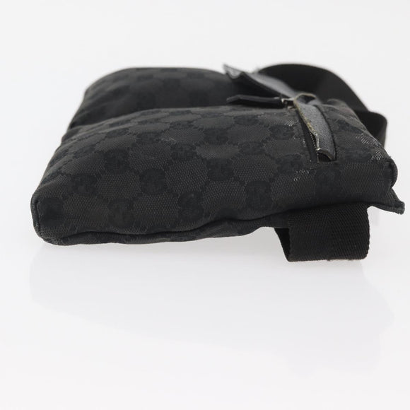 GUCCI GG Canvas Waist bag Black Silver 28566 Auth 174304