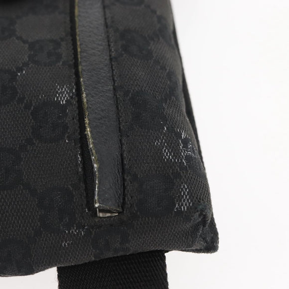 GUCCI GG Canvas Waist bag Black Silver 28566 Auth 174304