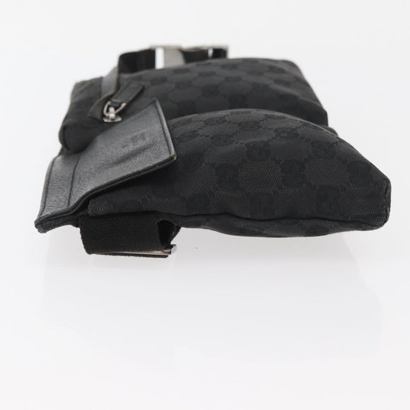 GUCCI GG Canvas Waist bag Black Silver 28566 Auth 174304