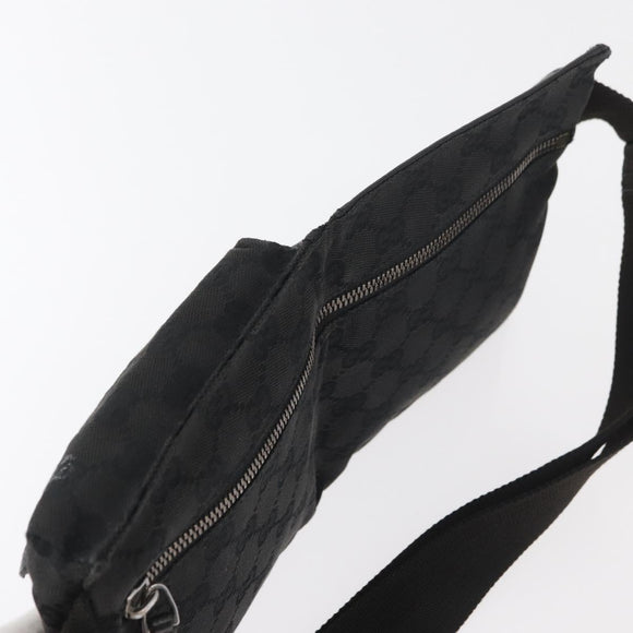 GUCCI GG Canvas Waist bag Black Silver 28566 Auth 174304