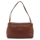 Christian Dior Shoulder Bag Leather Brown Gold Auth 174305A-13