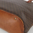 CELINE Macadam Canvas Hand Bag PVC Leather Brown Gold Auth 174306-14