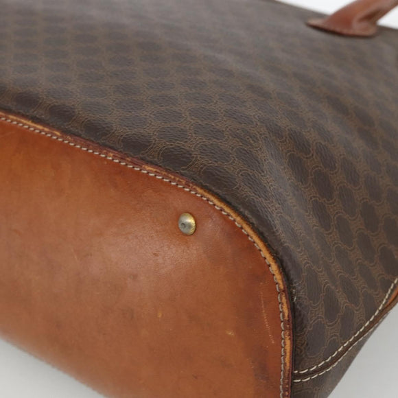 CELINE Macadam Canvas Hand Bag PVC Leather Brown Gold Auth 174306