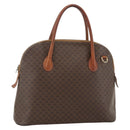 CELINE Macadam Canvas Hand Bag PVC Leather Brown Gold Auth 174306-1