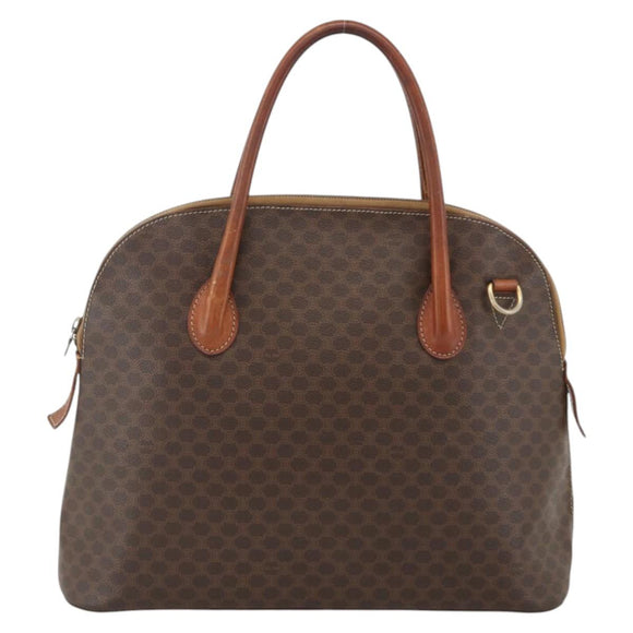 CELINE Macadam Canvas Hand Bag PVC Leather Brown Gold Auth 174306