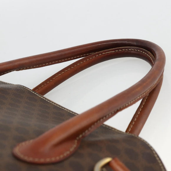 CELINE Macadam Canvas Hand Bag PVC Leather Brown Gold Auth 174306
