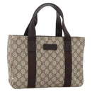 GUCCI GG Supreme Tote Bag PVC Beige Silver 141976 Auth 174307-1