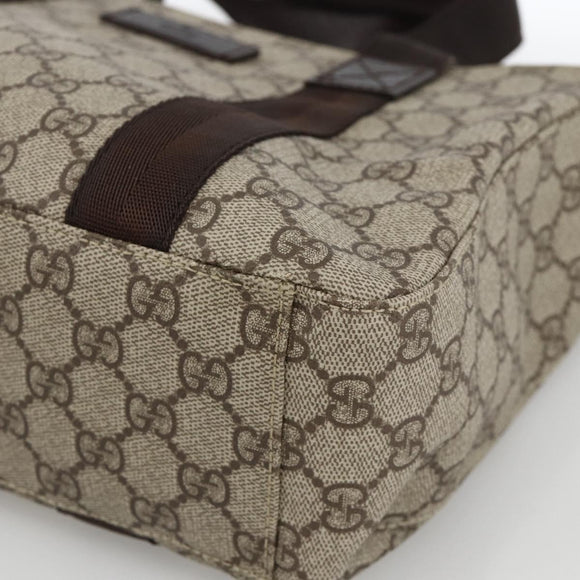 GUCCI GG Supreme Tote Bag PVC Beige Silver 141976 Auth 174307