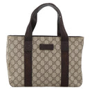 GUCCI GG Supreme Tote Bag PVC Beige Silver 141976 Auth 174307-2