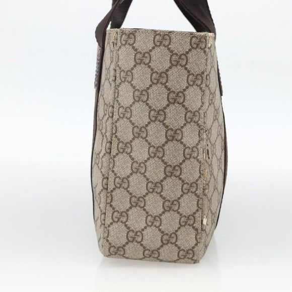 GUCCI GG Supreme Tote Bag PVC Beige Silver 141976 Auth 174307