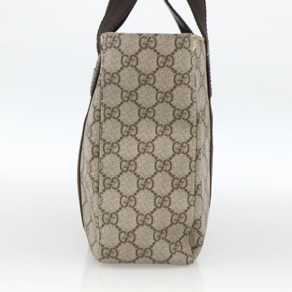 GUCCI GG Supreme Tote Bag PVC Beige Silver 141976 Auth 174307