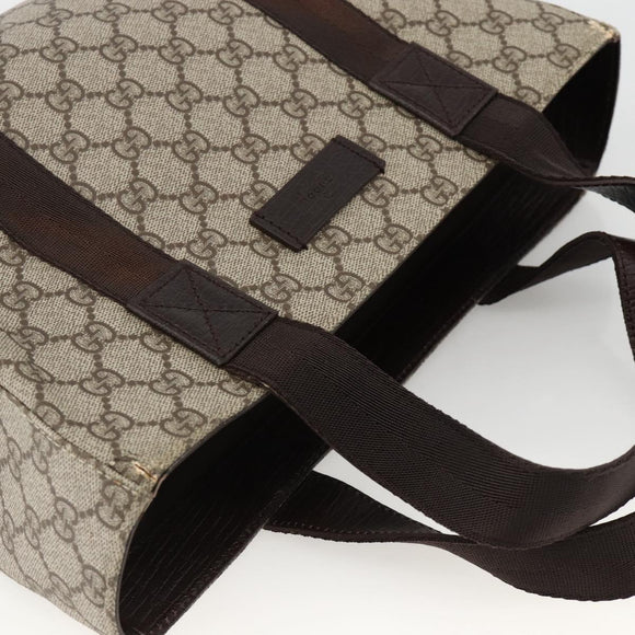 GUCCI GG Supreme Tote Bag PVC Beige Silver 141976 Auth 174307