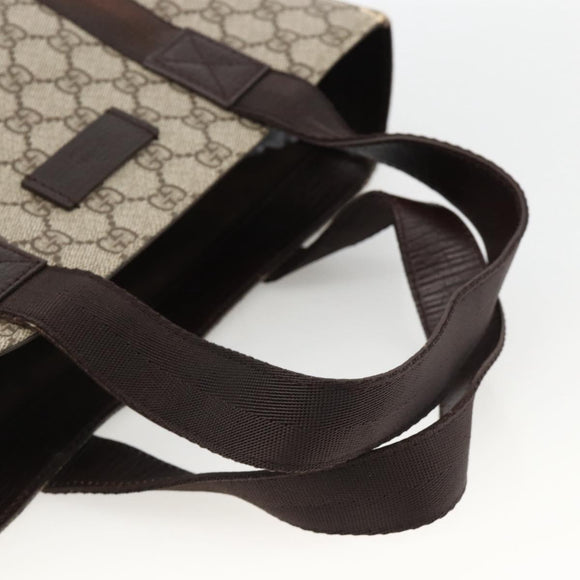 GUCCI GG Supreme Tote Bag PVC Beige Silver 141976 Auth 174307