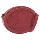 CELINE Macadam Canvas Oval Purse Cuir Triomphe Bag Leather Pink Auth 174308SAM-1