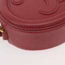 CELINE Macadam Canvas Oval Purse Cuir Triomphe Bag Leather Pink Auth 174308SAM-14
