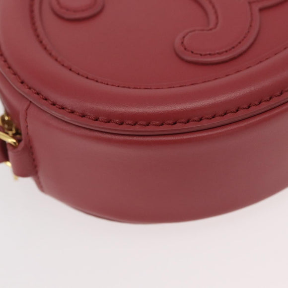 CELINE Macadam Canvas Oval Purse Cuir Triomphe Bag Leather Pink Auth 174308SAM