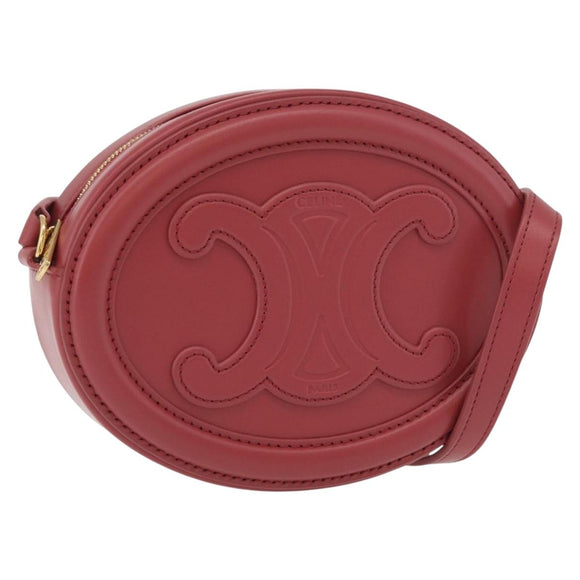 CELINE Macadam Canvas Oval Purse Cuir Triomphe Bag Leather Pink Auth 174308SAM