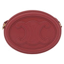 CELINE Macadam Canvas Oval Purse Cuir Triomphe Bag Leather Pink Auth 174308SAM-13