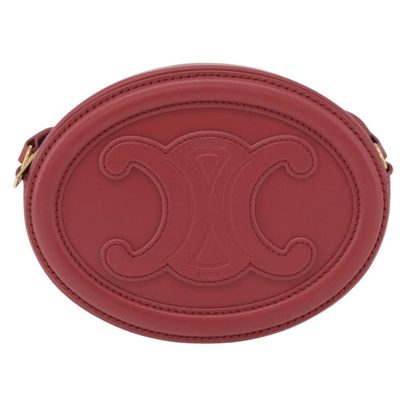 CELINE Macadam Canvas Oval Purse Cuir Triomphe Bag Leather Pink Auth 174308SAM