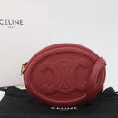 CELINE Macadam Canvas Oval Purse Cuir Triomphe Bag Leather Pink Auth 174308SAM-12