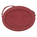 CELINE Macadam Canvas Oval Purse Cuir Triomphe Bag Leather Pink Auth 174308SAM-2