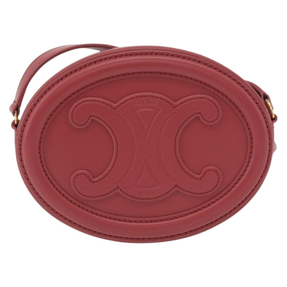 CELINE Macadam Canvas Oval Purse Cuir Triomphe Bag Leather Pink Auth 174308SAM