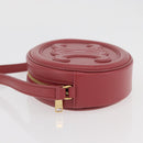 CELINE Macadam Canvas Oval Purse Cuir Triomphe Bag Leather Pink Auth 174308SAM-4