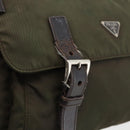 PRADA Shoulder Bag Nylon Khaki Silver Auth 174309-8