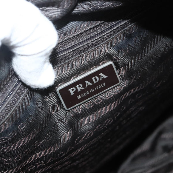 PRADA Shoulder Bag Nylon Khaki Silver Auth 174309