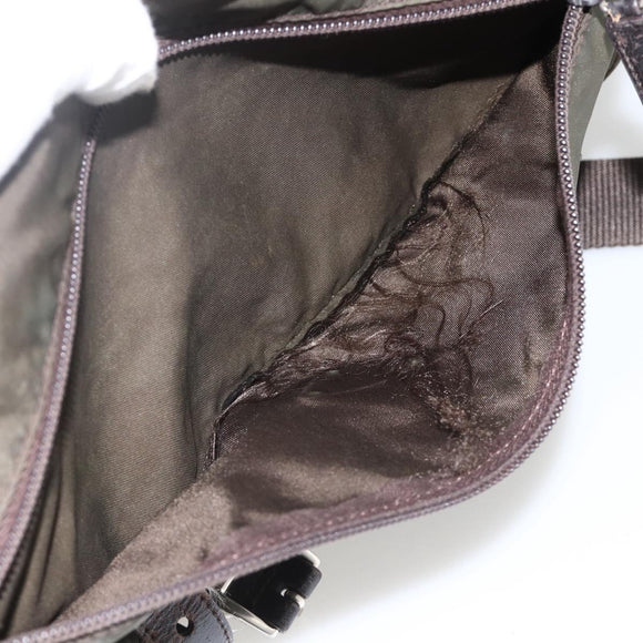 PRADA Shoulder Bag Nylon Khaki Silver Auth 174309