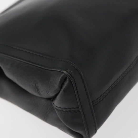 CELINE Clutch Bag Leather Black Gold Auth 174310
