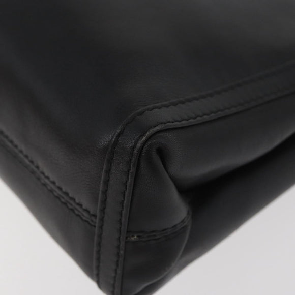 CELINE Clutch Bag Leather Black Gold Auth 174310